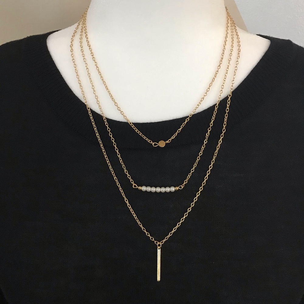 Three Layered Gold Necklace